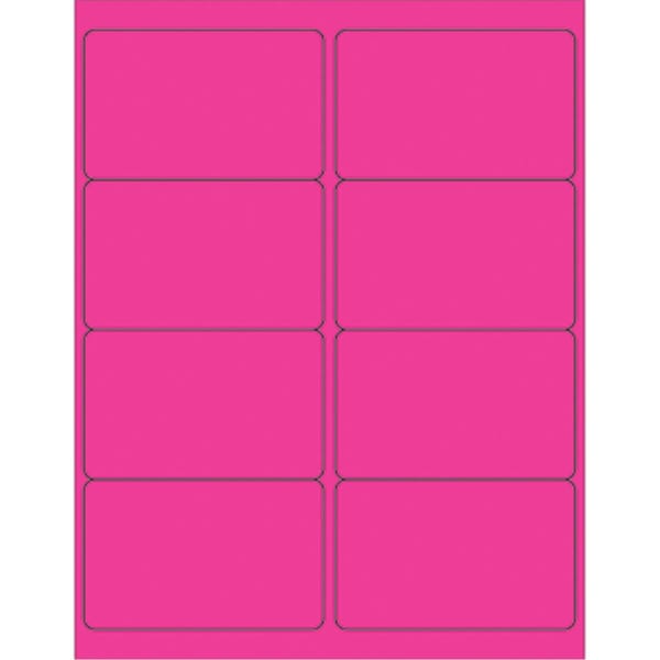 Officespace 4 x 2.5 in. Fluorescent Pink Rectangle Laser Labels OF3359536 - main